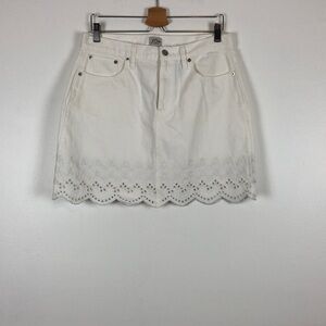 J. Crew white denim 5 pocket eyelet hem cotton skirt Size 29